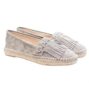 Diane Von Furstenberg Gray Cadah Fringe Espadrilles, size 39